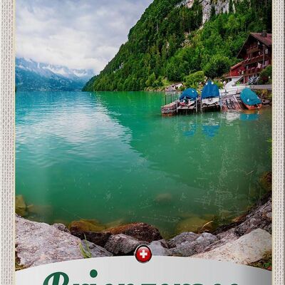 Cartel de chapa Travel 20x30cm Lago Brienz Suiza Barco Montañas