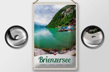 Panneau en étain voyage 20x30cm, lac de Brienz, suisse, bateau, montagnes 2