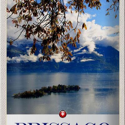 Cartel de chapa Viaje 20x30cm Brissago Suiza Naturaleza Bosque Vacaciones