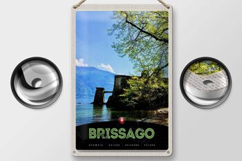 Plaque en tôle voyage 20x30cm Brissago Suisse architecture vacances 2