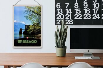 Plaque en tôle voyage 20x30cm Brissago Suisse architecture vacances 3