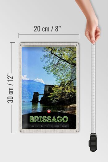 Plaque en tôle voyage 20x30cm Brissago Suisse architecture vacances 4