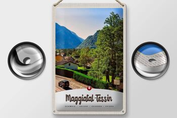 Plaque en tôle voyage 20x30cm Maggiatal-Tessin Suisse Ville Montagnes 2