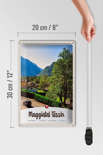 Plaque en tôle voyage 20x30cm Maggiatal-Tessin Suisse Ville Montagnes 4