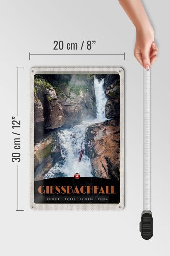 Panneau en étain voyage 20x30cm, chute de Giessbach, suisse, cascade, nature 4