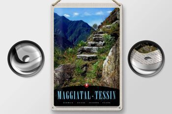 Plaque en tôle voyage 20x30cm Maggiatal-Tessin Suisse chemin montagnes 2