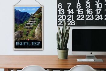 Plaque en tôle voyage 20x30cm Maggiatal-Tessin Suisse chemin montagnes 3