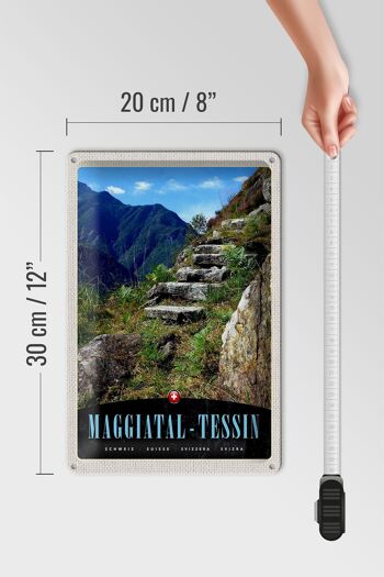 Plaque en tôle voyage 20x30cm Maggiatal-Tessin Suisse chemin montagnes 4