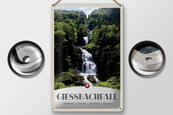 Signe en étain voyage 20x30cm, cascade de Giessbach, montagnes, nature 2