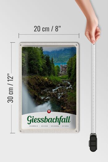 Panneau en étain voyage 20x30cm, Giessbachfall forêt cascade nature 4
