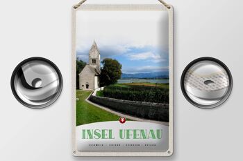 Signe en étain voyage 20x30cm, île d'ufenau, suisse, église, lac des prés 2