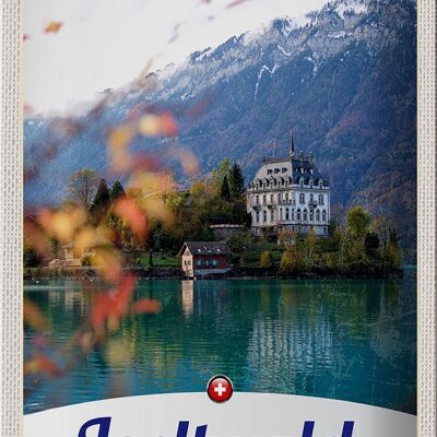 Cartel de chapa Travel 20x30cm Iseltwald Suiza Europa Lago Naturaleza