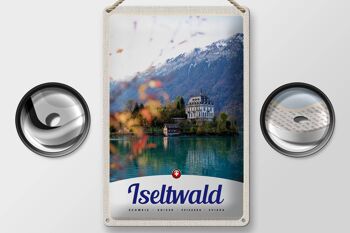 Panneau en étain voyage 20x30cm Iseltwald suisse Europe lac Nature 2