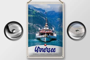 Panneau de voyage en étain, 20x30cm, lac d'urner, suisse, Europe, bateau, montagnes 2
