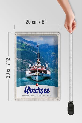 Panneau de voyage en étain, 20x30cm, lac d'urner, suisse, Europe, bateau, montagnes 4