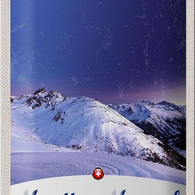 Blechschild Reise 20x30cm Muottas Muragl Schweiz Winter Schnee