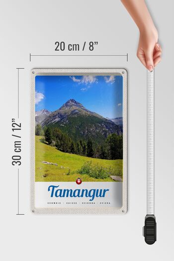 Signe en étain voyage 20x30cm Tamangur suisse montagnes forêt Nature 4