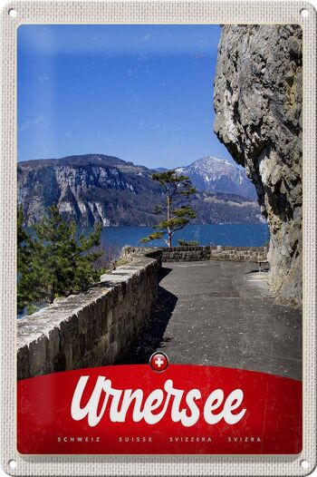 Signe en étain voyage 20x30cm, lac d'urner, suisse, Europe, vacances en montagne 1
