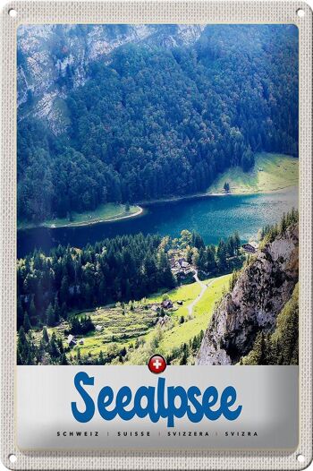 Panneau en étain voyage 20x30cm Seealpsee Suisse Nature Forêts Lac 1