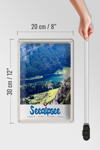 Panneau en étain voyage 20x30cm Seealpsee Suisse Nature Forêts Lac 4
