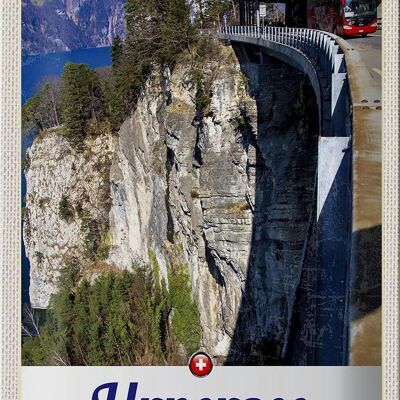 Cartel de chapa de viaje, 20x30cm, lago Urner, Suiza, autobús, montañas, naturaleza
