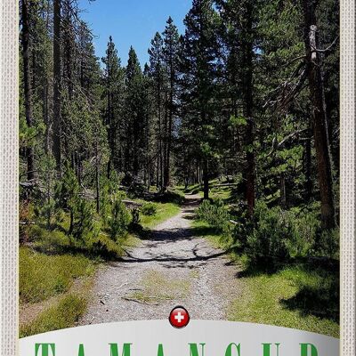 Cartel de chapa de viaje, 20x30cm, Tamangur, Suiza, naturaleza, bosque, árboles