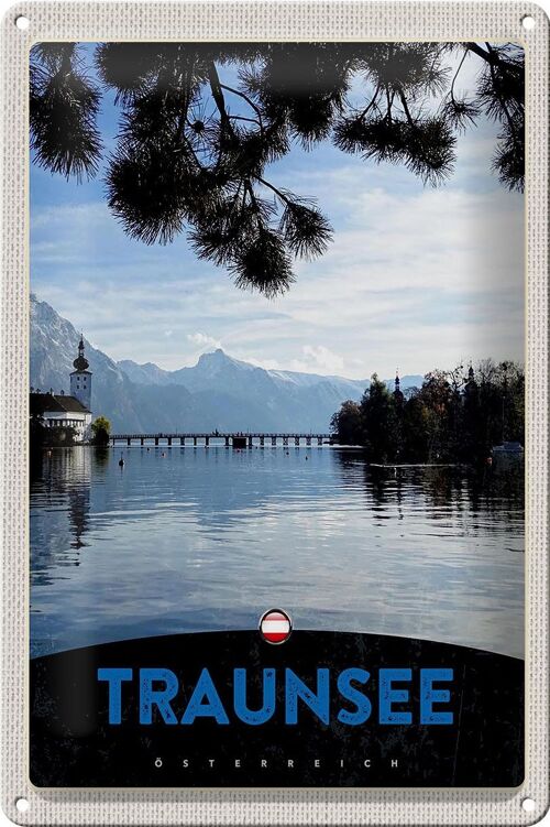 Blechschild Reise 20x30cm Traunsee Österreich Natur Gebirge