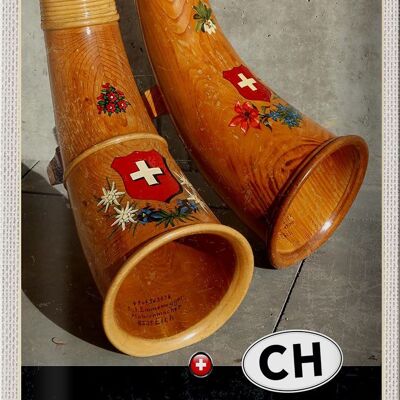 Blechschild Reise 20x30cm Confoederatio Helvetica Alphorn Urlaub