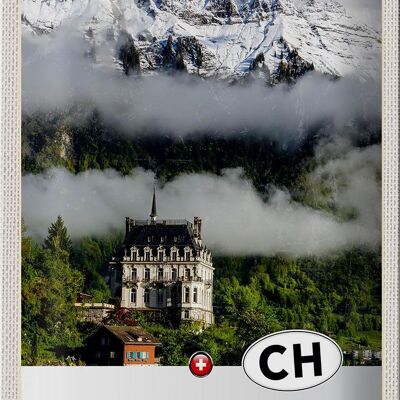 Cartel de chapa Viaje 20x30cm Confoederatio Helvetica Castle Nature