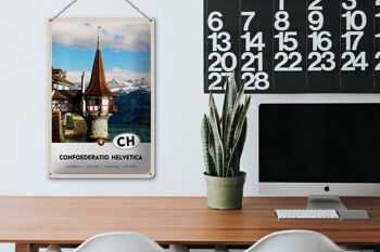 Plaque en tôle voyage 20x30cm Église Confoederatio Helvetica 3