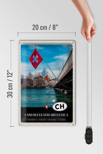 Panneau de voyage en étain, drapeau du pont Confoederatio Helvetica, 20x30cm 4