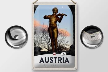 Plaque en tôle voyage 20x30cm Autriche sculpture homme violon or 2
