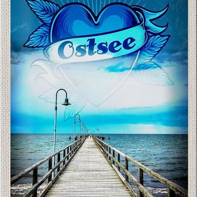 Blechschild Reise 20x30cm Ostsee Herz Deutschland Urlaub Gehweg