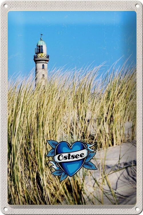 Blechschild Reise 20x30cm Ostsee Strand Sand Leuchtturm Urlaub