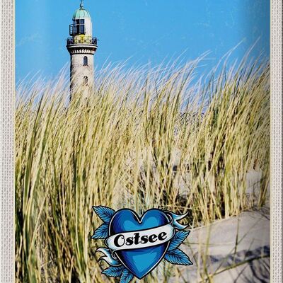 Blechschild Reise 20x30cm Ostsee Strand Sand Leuchtturm Urlaub