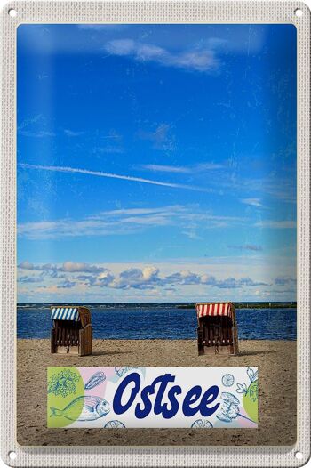 Panneau en étain voyage 20x30cm, vacances à la plage sur la côte de la mer Baltique 1