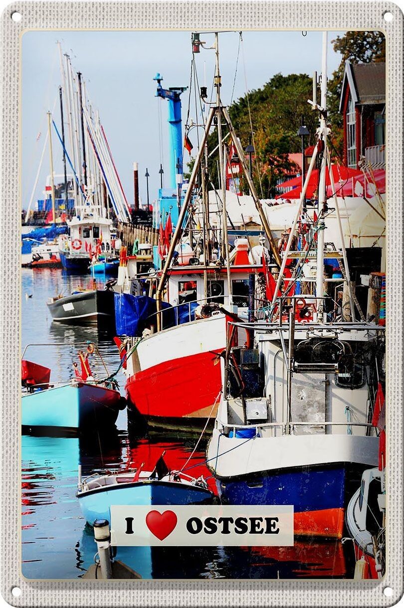 Blechschild Reise 20x30cm Ostsee Meer Natur Boote Bootstour