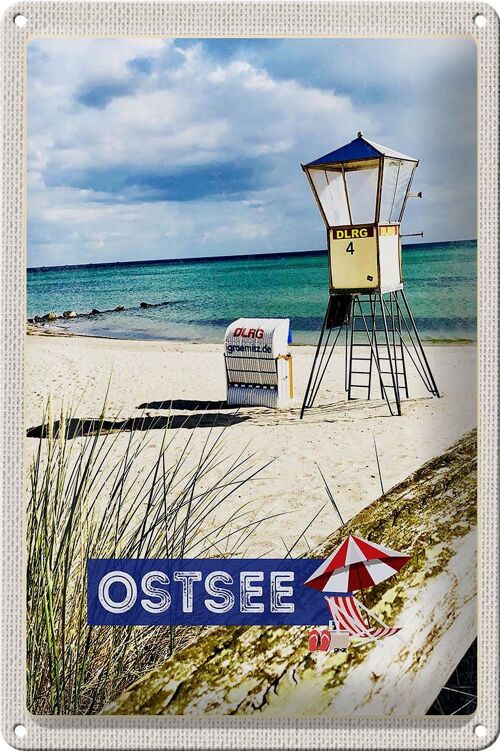 Blechschild Reise 20x30cm Ostsee Strand Rettungsschwimmer Urlaub