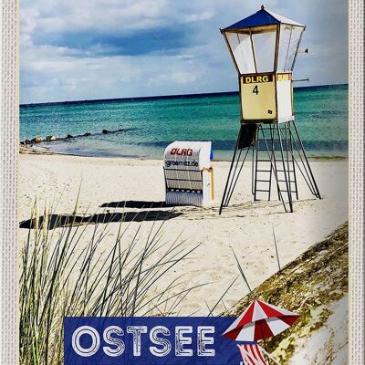 Blechschild Reise 20x30cm Ostsee Strand Rettungsschwimmer Urlaub