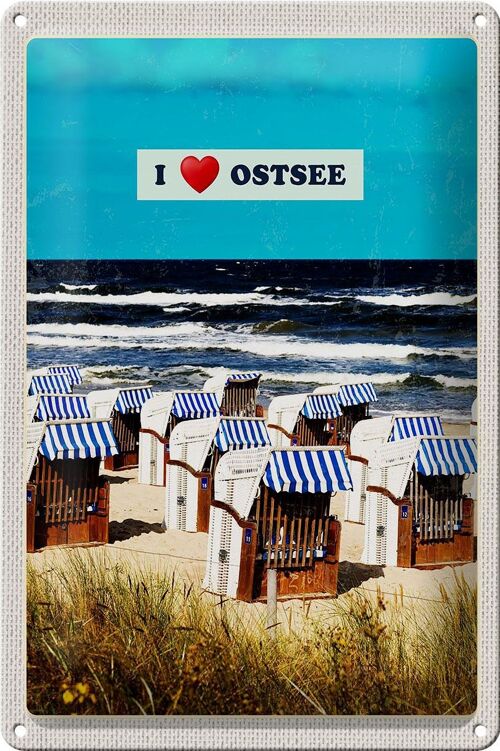 Blechschild Reise 20x30cm Ostsee Strankörbe Meer Strand Natur