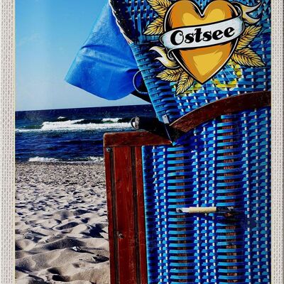 Cartel de chapa viaje 20x30cm Playa de la costa azul del Mar Báltico