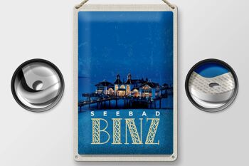 Plaque en tôle voyage 20x30cm Binz station balnéaire maison mer soirée vacances 2