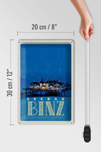 Plaque en tôle voyage 20x30cm Binz station balnéaire maison mer soirée vacances 4