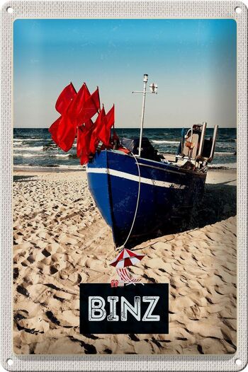 Panneau en étain voyage 20x30cm, plage de Binz, vacances à la mer en allemagne 1