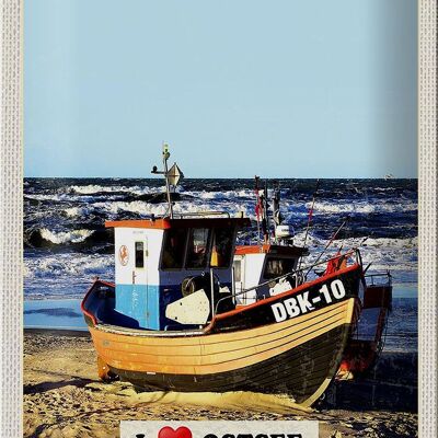 Cartel de chapa de viaje, 20x30cm, Mar Báltico, Alemania, barco, olas, mar