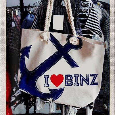 Blechschild Reise 20x30cm Binz Deutschland Anker Tasche weiß