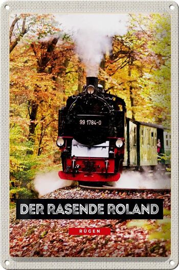 Plaque en tôle Voyage 20x30cm Rügen la locomotive Roland de course 1