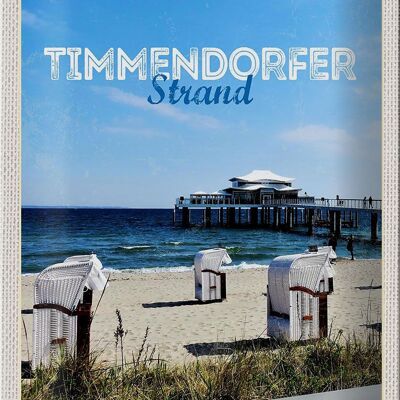 Cartel de chapa viaje 20x30cm Timmendorfer playa sillas de playa mar