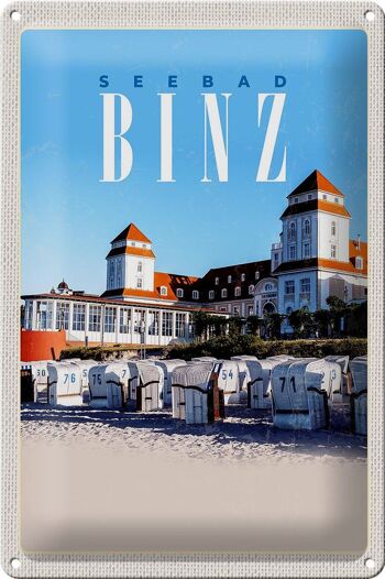 Plaque en tôle voyage 20x30cm station balnéaire Binz chaises de plage vacances à la plage 1