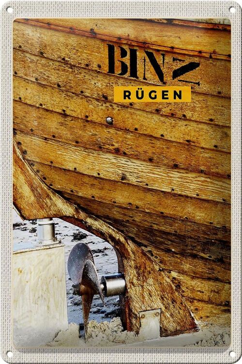 Blechschild Reise 20x30cm Binz Rügen Deutschland Boot Strand